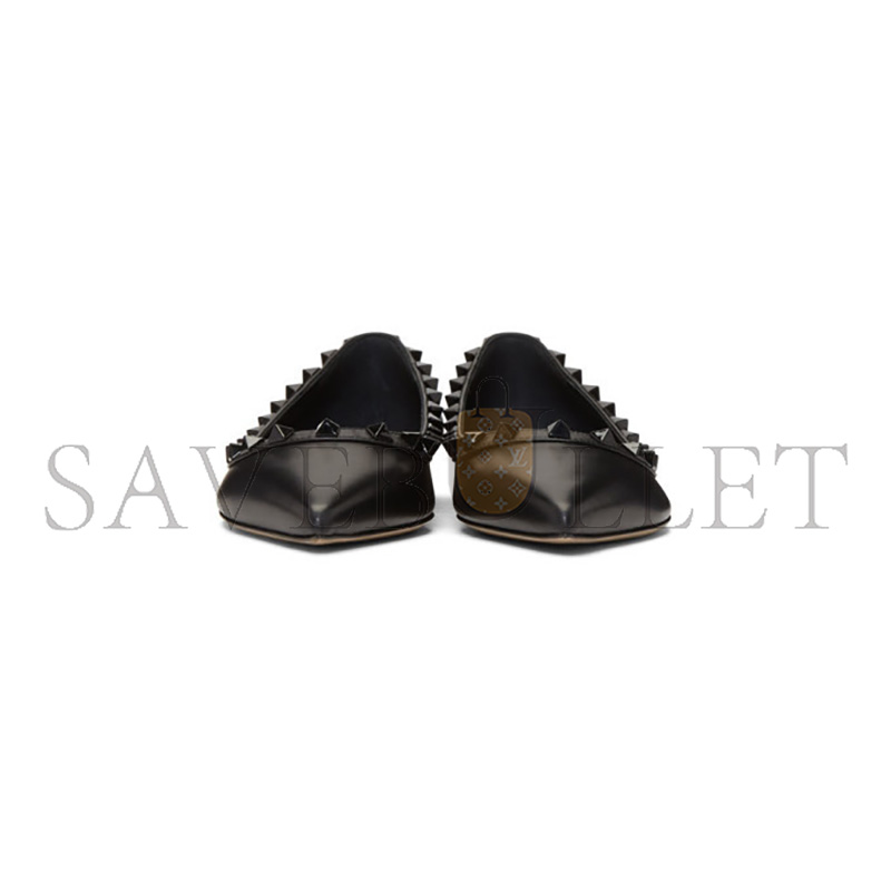 VALENTINO BLACK VALENTINO GARAVANI TONAL ROCKSTUD BALLERINA FLATS 